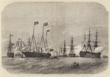 The Naval Review, the Fleet rounding the Pivot-Ships at the Nab, Portsmouth